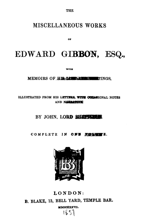 (image for) The Miscellaneous Works of Edward Gibson, Esq.